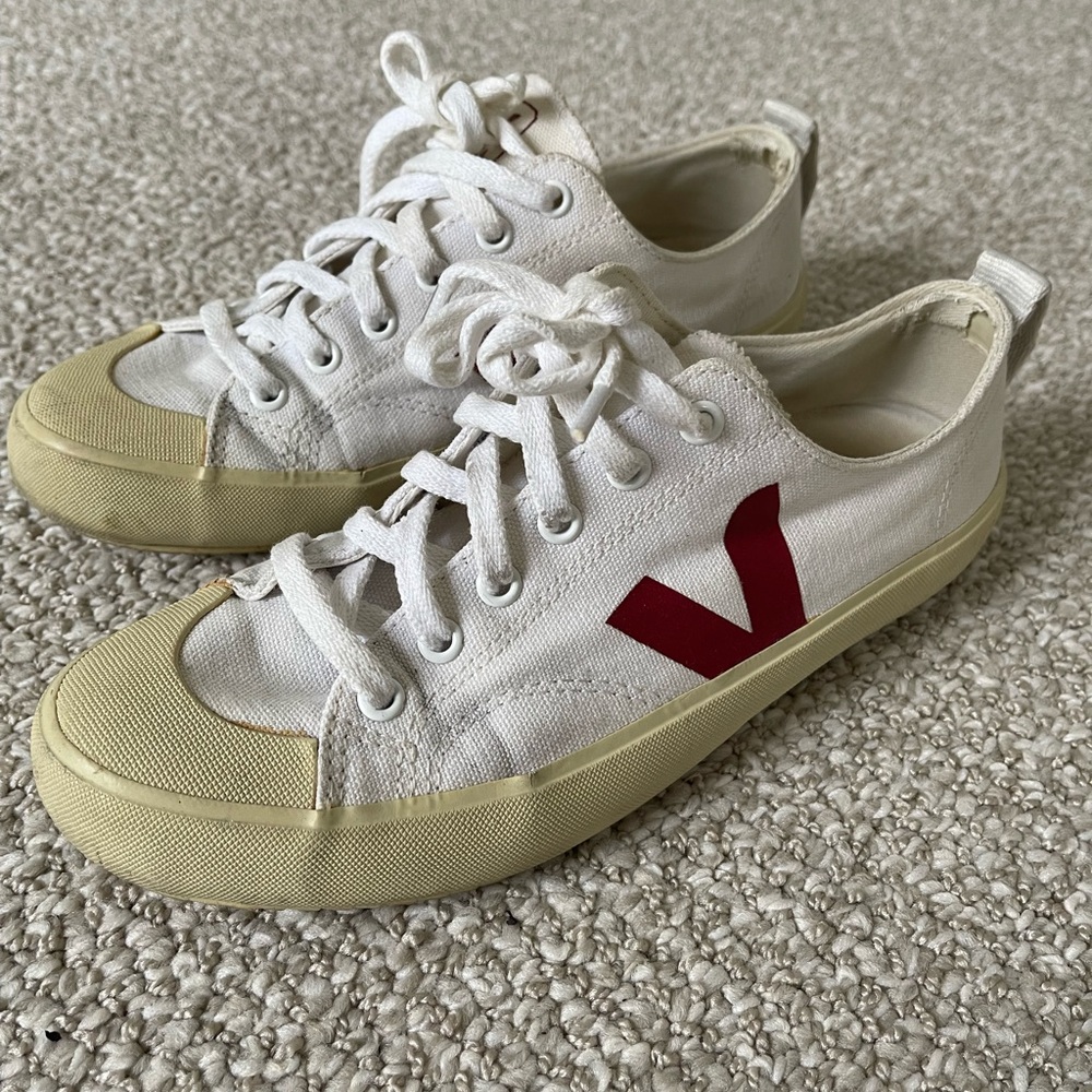 VEJA Watta White and Red Canvas Sneakers
